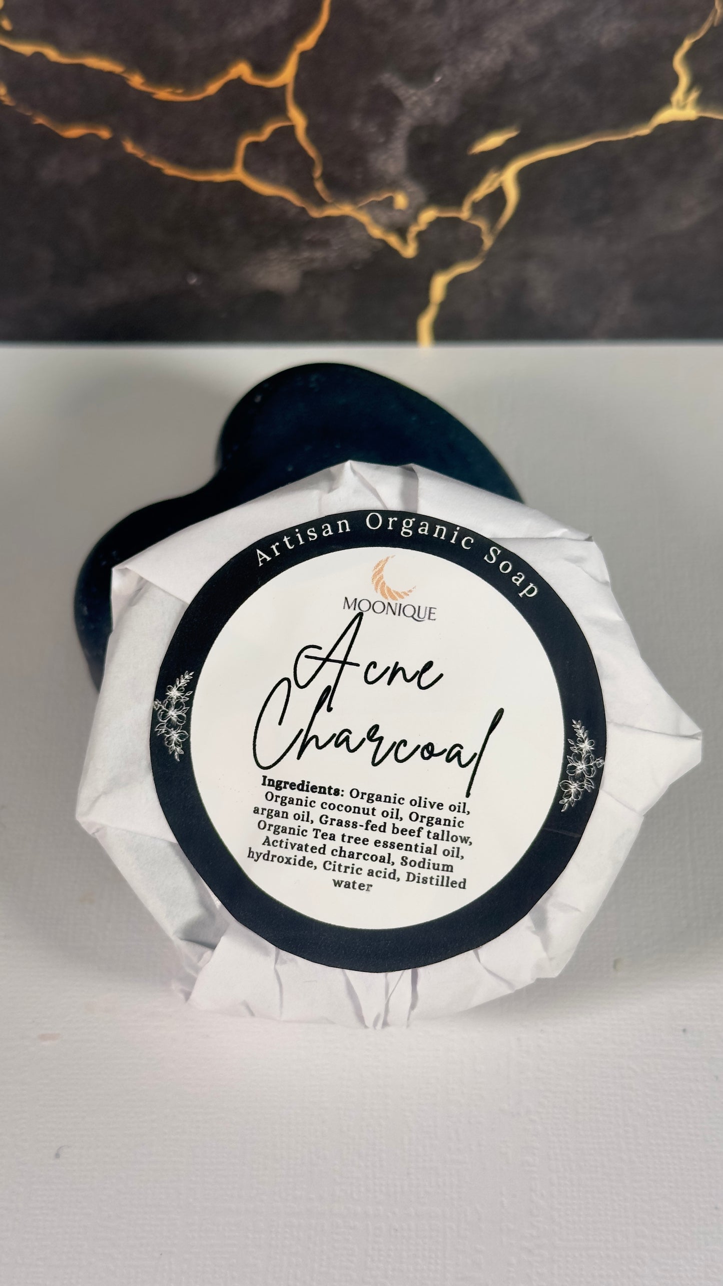 Organic charcoal soap, organic acne soap, acne charcoal soap, handmade acne soap, artisan acne soap, artisan charcoal soap, natural charcoal soap, palm oil free charcoal soap, chemical free charcoal soap, black charcoal soap, soap with tea tree oil, organic soap with beef tallow, grass-fed beef tallow soap