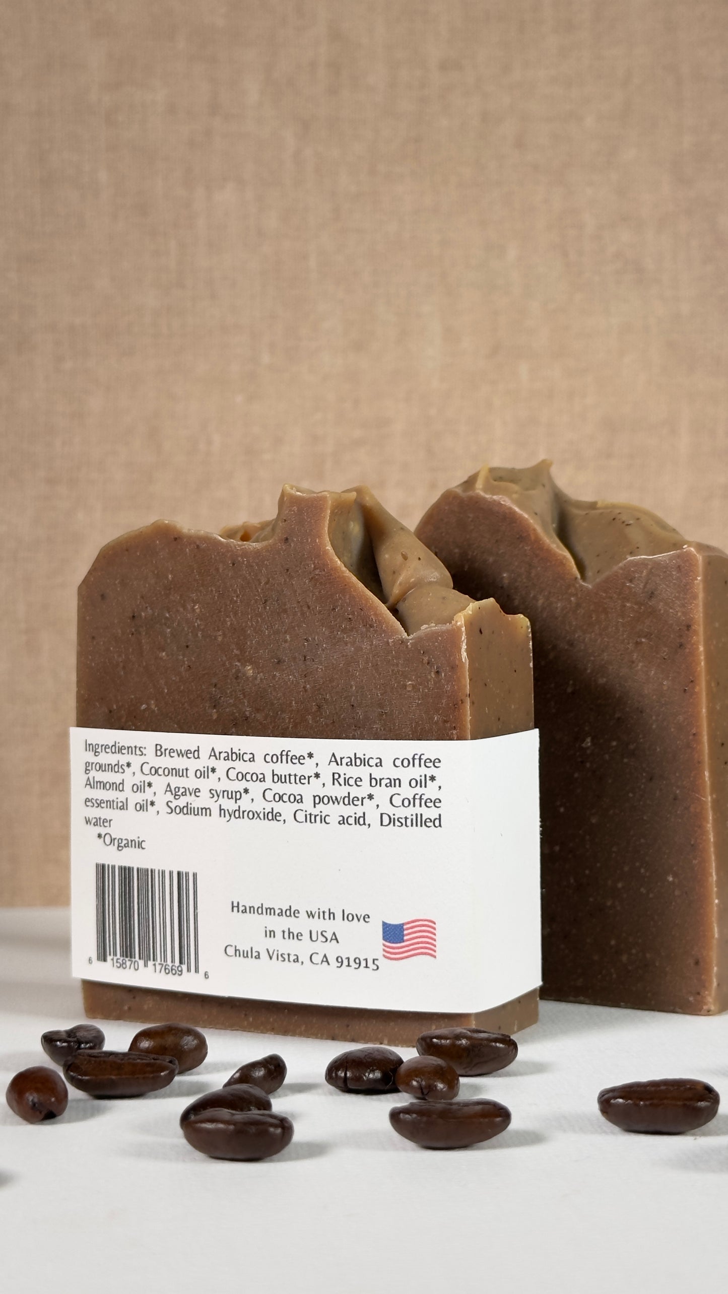 Organic soap, organic coffee soap, artisan soap, natural soap, natural skincare, exfoliating soap, skin-friendly soap, not drying soap, handmade soap, handmade coffee soap, nourishing soap, moisturizing soap