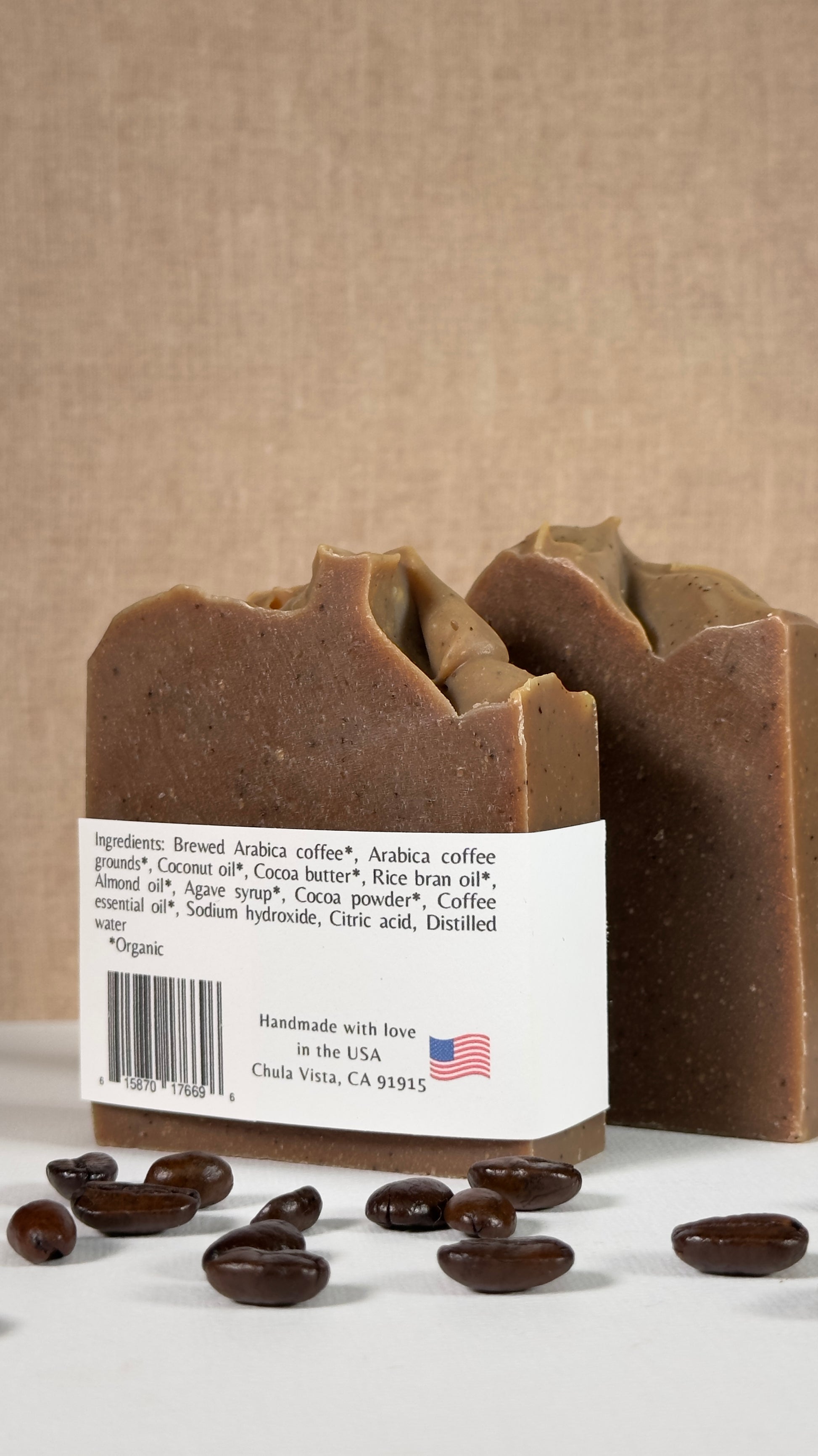 Organic soap, organic coffee soap, artisan soap, natural soap, natural skincare, exfoliating soap, skin-friendly soap, not drying soap, handmade soap, handmade coffee soap, nourishing soap, moisturizing soap