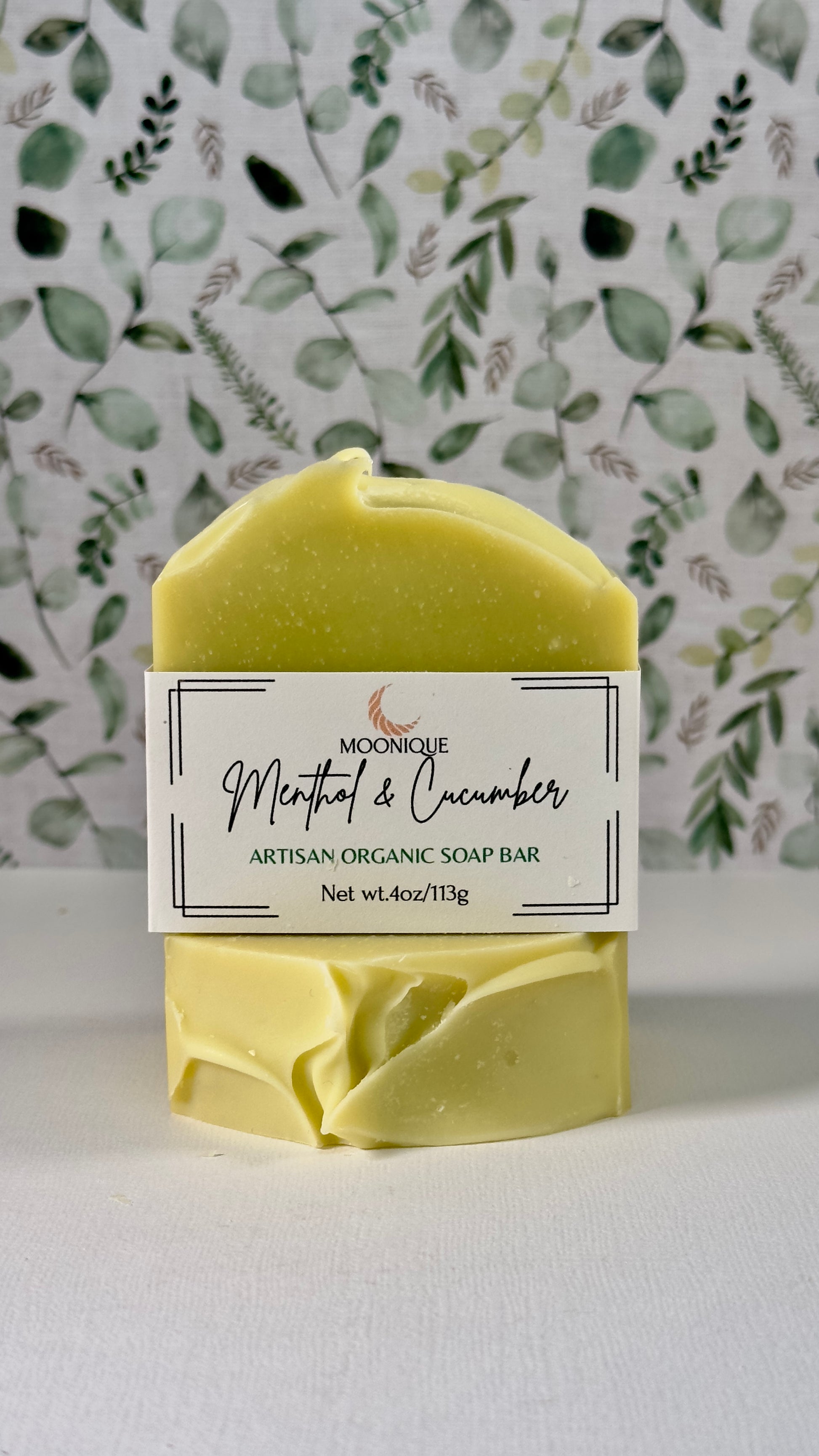 Organic soap, organic cucumber smelling soap, organic mint smelling soap, organic menthol soap, artisan menthol soap, natural soap, natural skincare, exfoliating soap, skin-friendly soap, not drying soap, handmade soap, handmade cucumber soap, nourishing soap, moisturizing soap, soap with natural essential oils, soap with shea butter, soap with coconut oil, soap with cucumber,