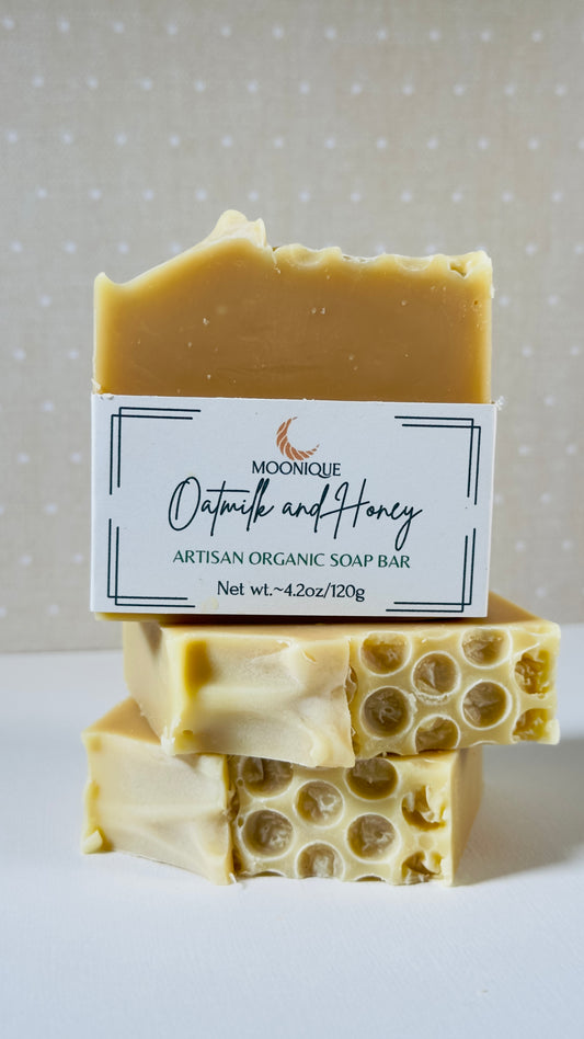 handcrafted oatmilk soap, organic soap, organic oatmilk soap, oatmilk and honey soap, unscented soap, artisan oatmilk oap, natural soap, skin-friendly soap, chemical-free soap, natural oatmilk soap