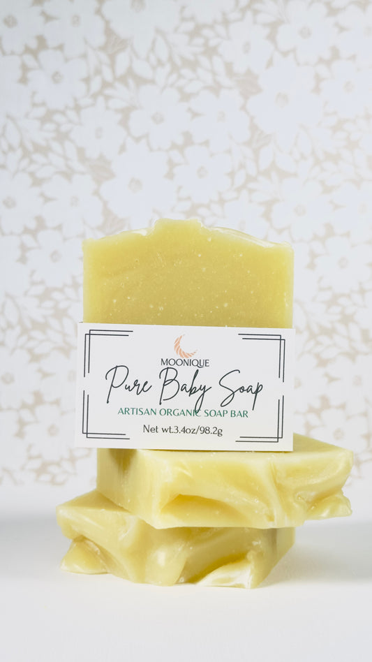 Organic baby soap, gentle soap for babies, baby's skin-friendly soap, soap good for baby skin, clean ingredients soap for baby, best baby soap, soap with clean ingredients, soap with clean ingredients for babies, soap for kids