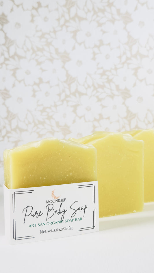 Organic baby soap, gentle soap for babies, baby's skin-friendly soap, soap good for baby skin, clean ingredients soap for baby, best baby soap, soap with clean ingredients, soap with clean ingredients for babies, soap for kids