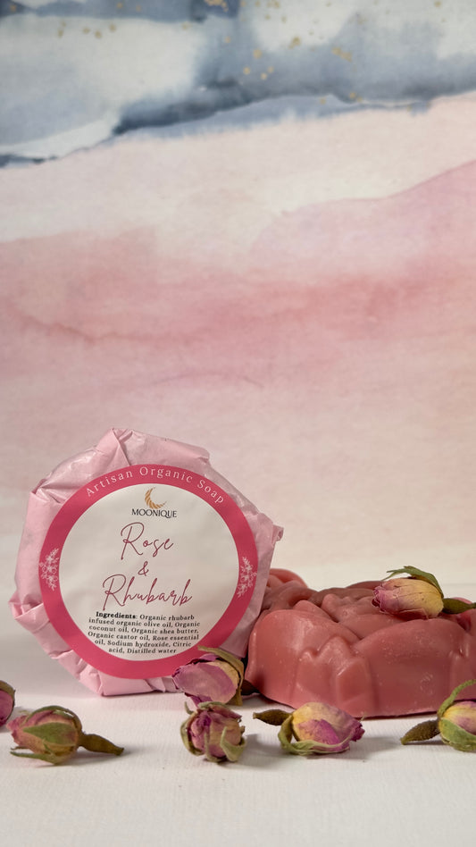 Organic soap, organic rose smelling soap, artisan soap, natural soap, natural skincare, exfoliating soap, skin-friendly soap, not drying soap, handmade soap, handmade rose soap, nourishing soap, moisturizing soap, soap with natural essential oils