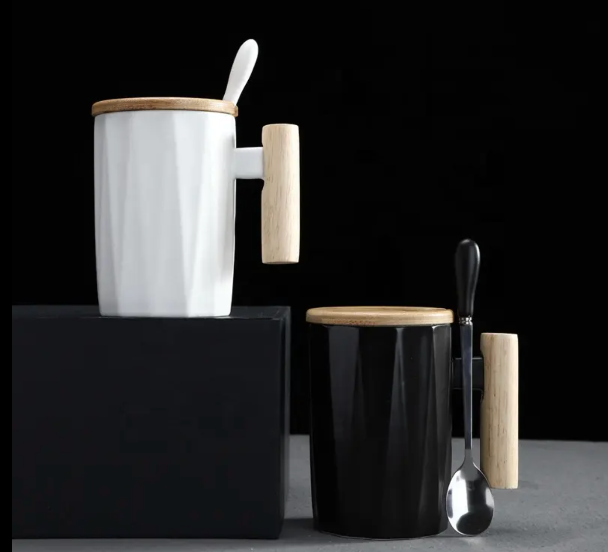 Black matte nordic coffee cup in a gift box