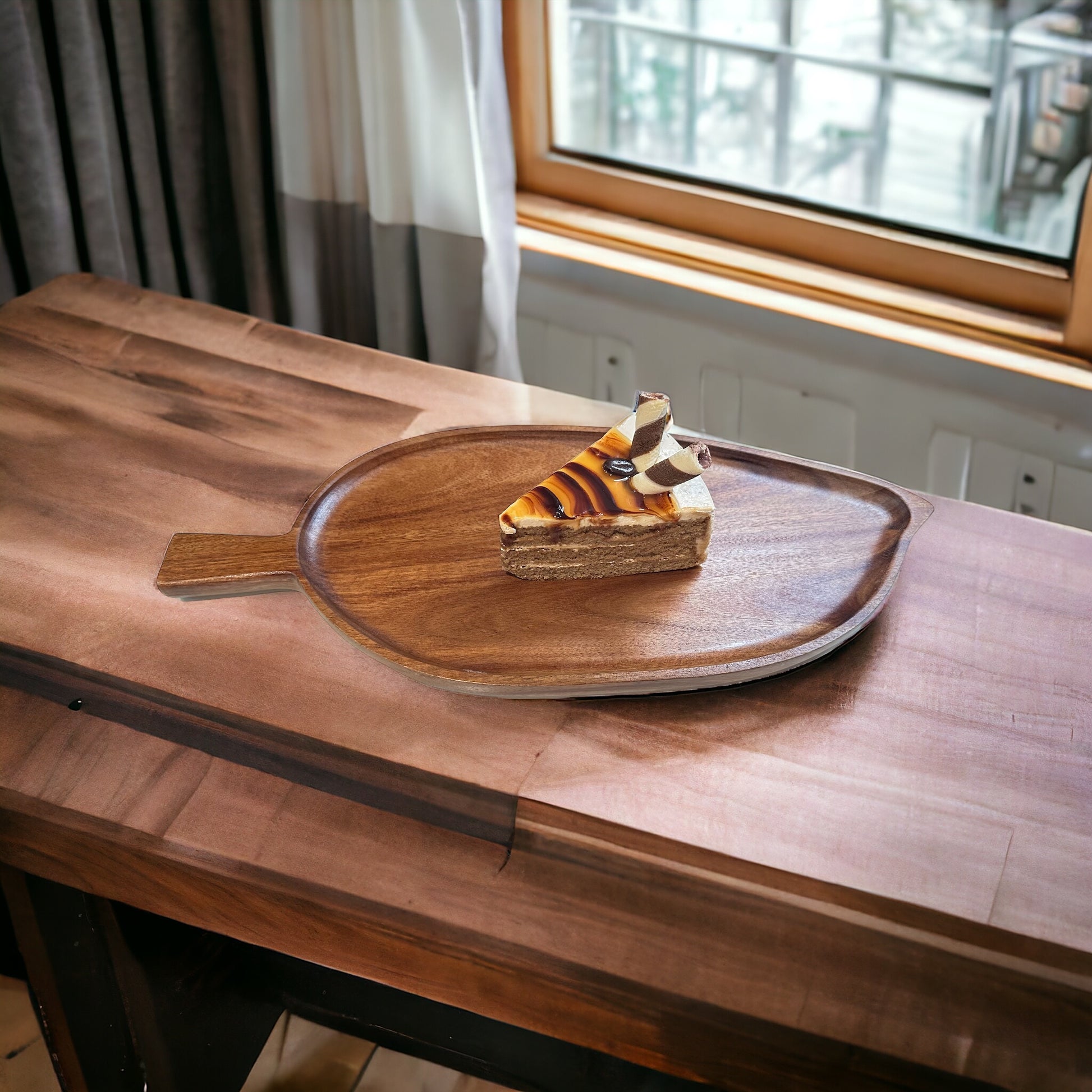 high quality leaf-shaped wood serving tray , dessert plate