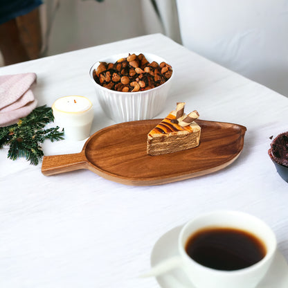 high quality leaf-shaped wood serving tray , dessert plate