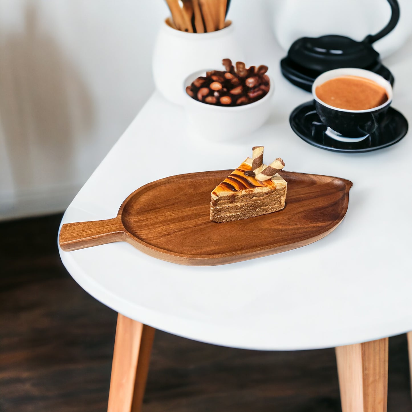 high quality leaf-shaped wood serving tray , dessert plate