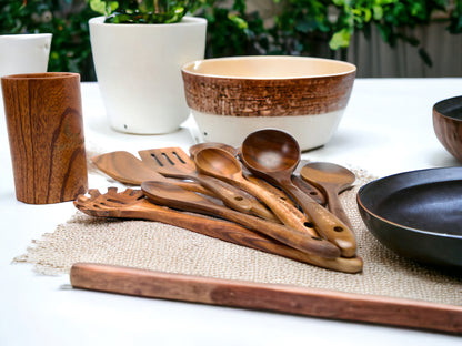 high quality 11 piece  wood utensils set