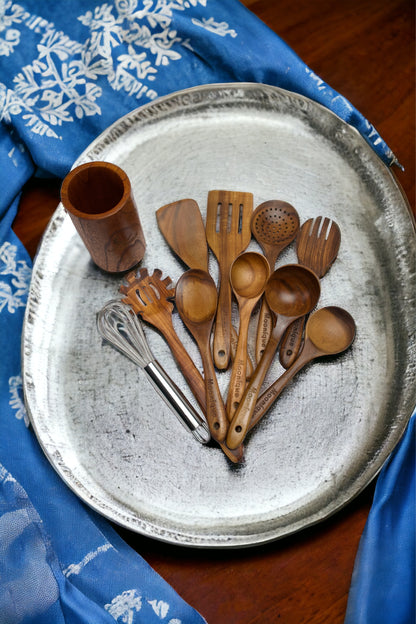 high quality 11 piece  wood utensils set